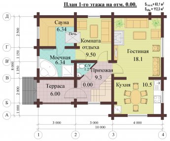 Проект дома ПД-022 План 1-го этажа